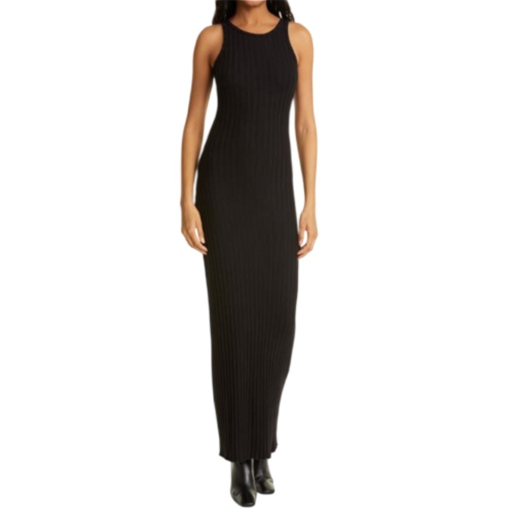 SIMON MILLER BLACK RIB MAXI DRESS- M